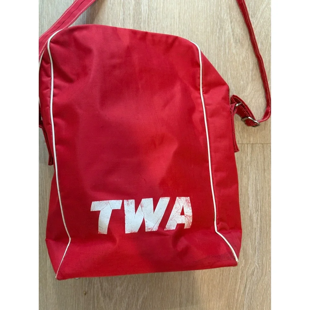 Vintage 1970s TWA Red Airline Flight Shoulder Bag